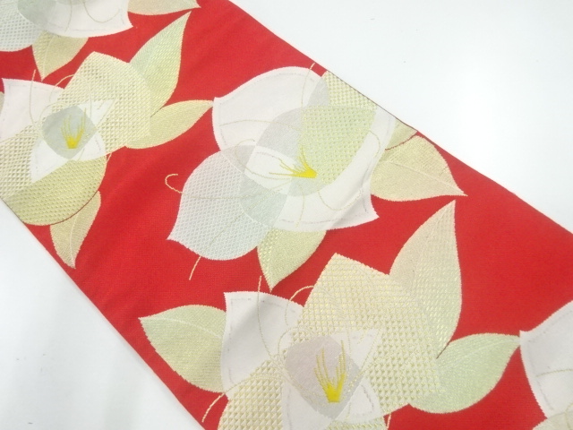 JAPANESE KIMONO / NAGOYA OBI / SILK / WOVEN FLOWERS